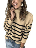 Women's Fashion Knitted Turtleneck Pullover Striped Sweater