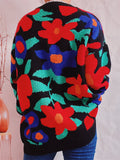 Casual Round Neck Floral Pullover Sweater