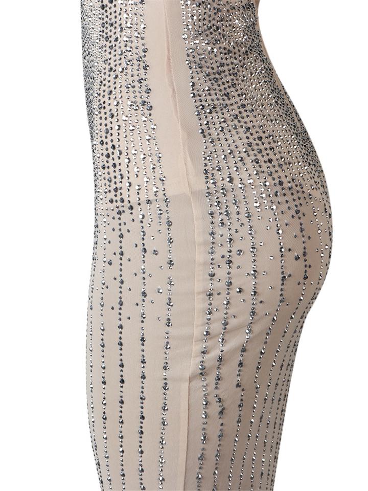 Stunning Spaghetti Strap Sweetheart Neckline Semi-Sheer Bodycon Party Dress