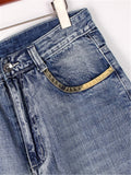 Personalized Trendy Multiple Pockets Washed Effect Straight-Leg Jeans For Men