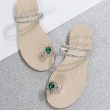 Open Toe 2-Way Beach Soft Sole Slippers With Rhinestones