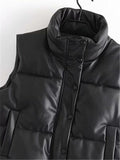 Winter Simple Style Sleeveless Jacket Elastic Band Stand Collar Coats