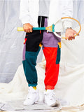 Men's Hip-Hop Trendy Corduroy Colorblock Multi-Pocket Pants