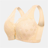 Women's Floral Lace Push Up Gather Bras - Nude