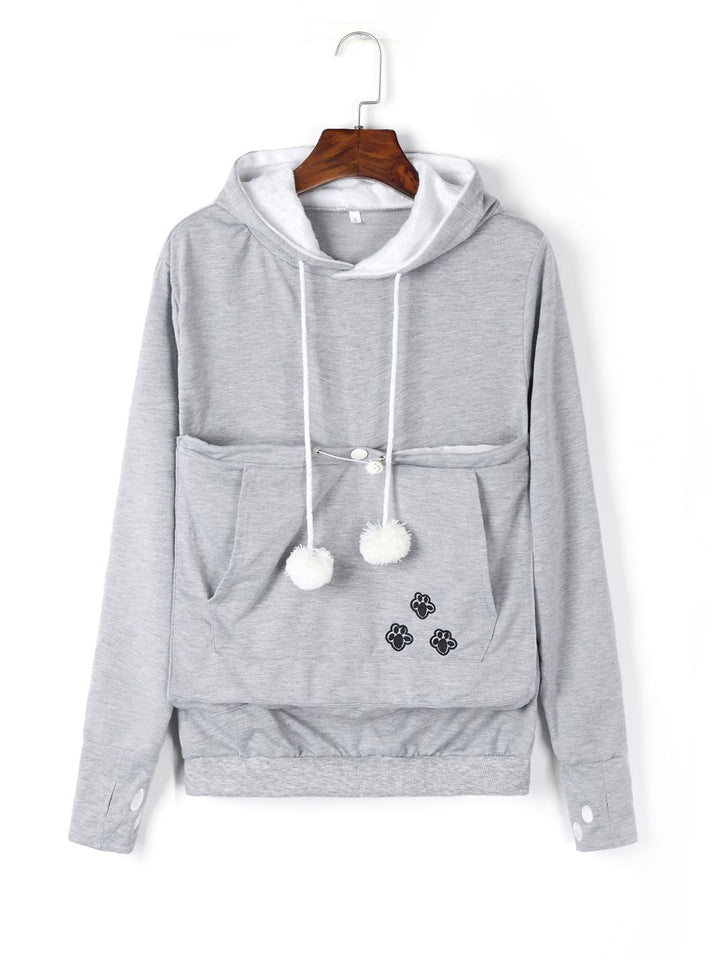 Stylish Cute Cat Paw Printed Ladies Pullover Hoodies