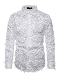 Sexy Feather Lace Long Sleeve Shirts For Men