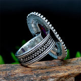 Female Seductive Oval Lace Amethyst Silver Rings