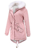 Women's Winter Solid Color Hooded Thermal Coats
