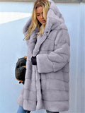 Premium Quality Grooved Pattern Faux Fur Hooded Coat