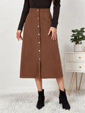 Female Autumn Winter Corduroy Single Breasted Skirts