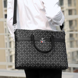 Stylish High-end Black Plaid Print Men's Office Handbags