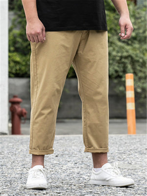 Loose Solid Color Cropped Pants With Pockets