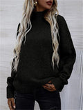 Womens Oversized High Neck Pullover Casual Warm Knitted Sweaters