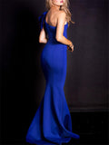 Stunning One Shoulder Ruffle Design Mermaid Maxi Dress for Prom