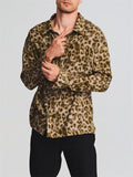 Men's Long Sleeve Loose Leopard Print Shirts