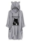 Pretty Printed Irregular Hem Cat's Ears Hoodies