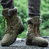 Mens Cozy Warm Genuine Leather Outdoor Snow Boots
