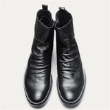 Fashion Side Zipper Plus Size Embroidery PU Boots For Men