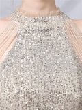 Sexy Shiny Sequin Halter High-Low Dress For Party