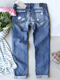 Women's Lovely Pink Ripped Blue Denim Pants