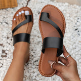 Summer Vacation Toe Ring Flat All Match Slippers for Women