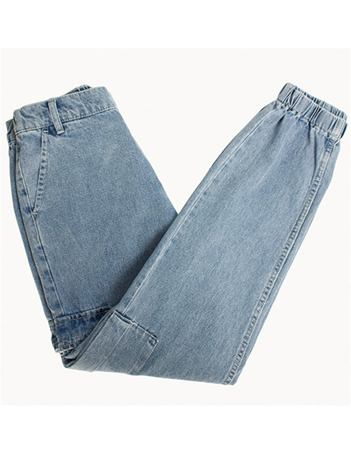 Spring Autumn Extra Loose Pocket Harem Pants Denim Jeans for Women