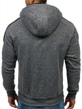 Men’s Warm Patchwork Zip Fastening Hooded Pocket Sweatshirt Coat