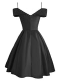1950S Cold Shoulder Bow Satin Strap Dress