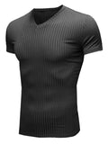 Men's Summer Knitted Sporty V Neck Short Sleeve T-shirts