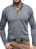 Slim Fit Waffle Basic Henley T-shirts for Men