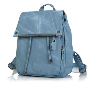 Minimalist Style Solid Color Buckle Up Adjustable Strap Backpack