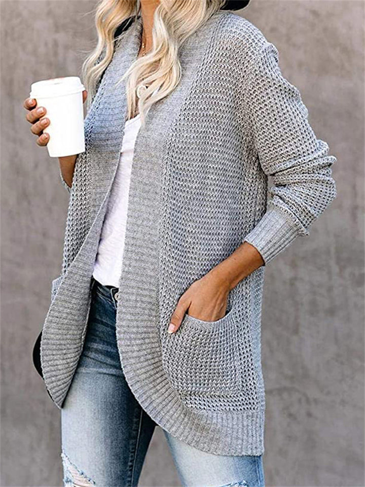 Casual Solid Color Knitted Cardigans With Pockets