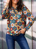 Spring Autumn Trendy Female Loose Printing Lapel Shirts