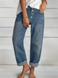 Women's Casual Washed Effect Straight Silhouette Jeans