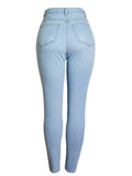 Women's Autumn Season Stretchy Slim Fit Simple Style Denim Jeans