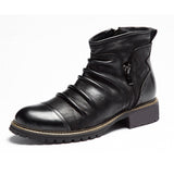 Men Split Leather Drape Design Boots