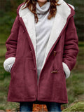 Women's Cozy Fur Lining Hooded Coat with Horn Toggles