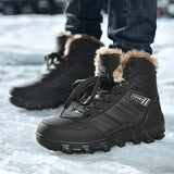 Mens Leather Fur Lined Warm Outdoor Water Resistant Mountaineering Snow Boots