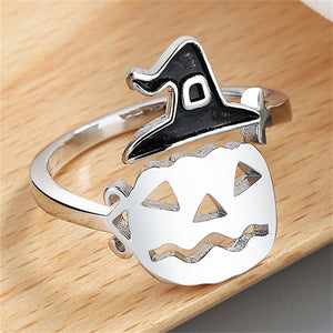 Halloween Witch Hat Pumpkin Broom Mop Lantern Hollow Out Ring