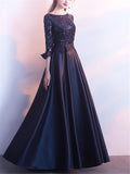 Elegant 3/4 Sleeve Pleated A-Line Maxi Dress for Evening