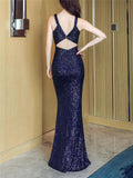 Stunning Sequin Halter Neck Mermaid Dinner Date Dress