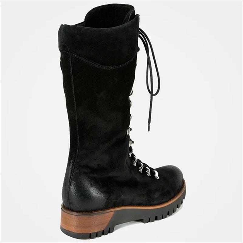 Women's Lace-up Artificial Leather Mid-Calf Boots