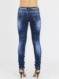 Stylish Low-Rise Pocket Washed Effect Stretchy Skinny Jeans
