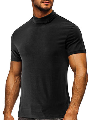 Slim Fit Short Sleeve Men's Turtleneck Base Shirts for Summer