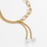 Asymmetrical Artificial Pearl Pendant Fringe Collar Female Necklace