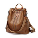 Women's Soft Leather Travel Leisure Multi-function Backpack