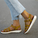 Women's Retro Hollowed Out Open Toe Flat Beach Sandals