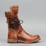 Cool Vintage Back Zipper Lace-Up Mid-calf Boots
