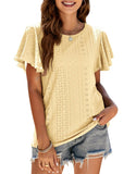 Ladies Summer Loose Ruffle Sleeve T-shirts