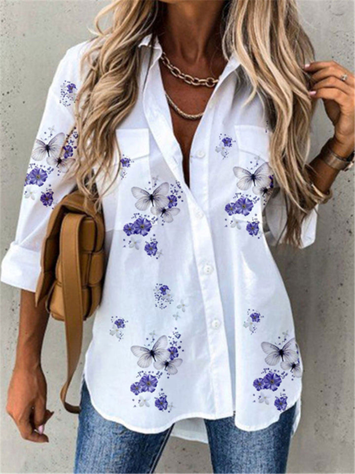 New Casual Fashion Long Sleeve Elegant Printed Blouse For Women